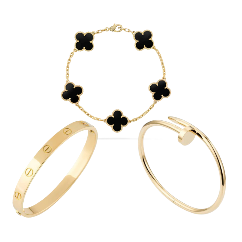 Golden Black | Stapelbare Armbånd sæt
