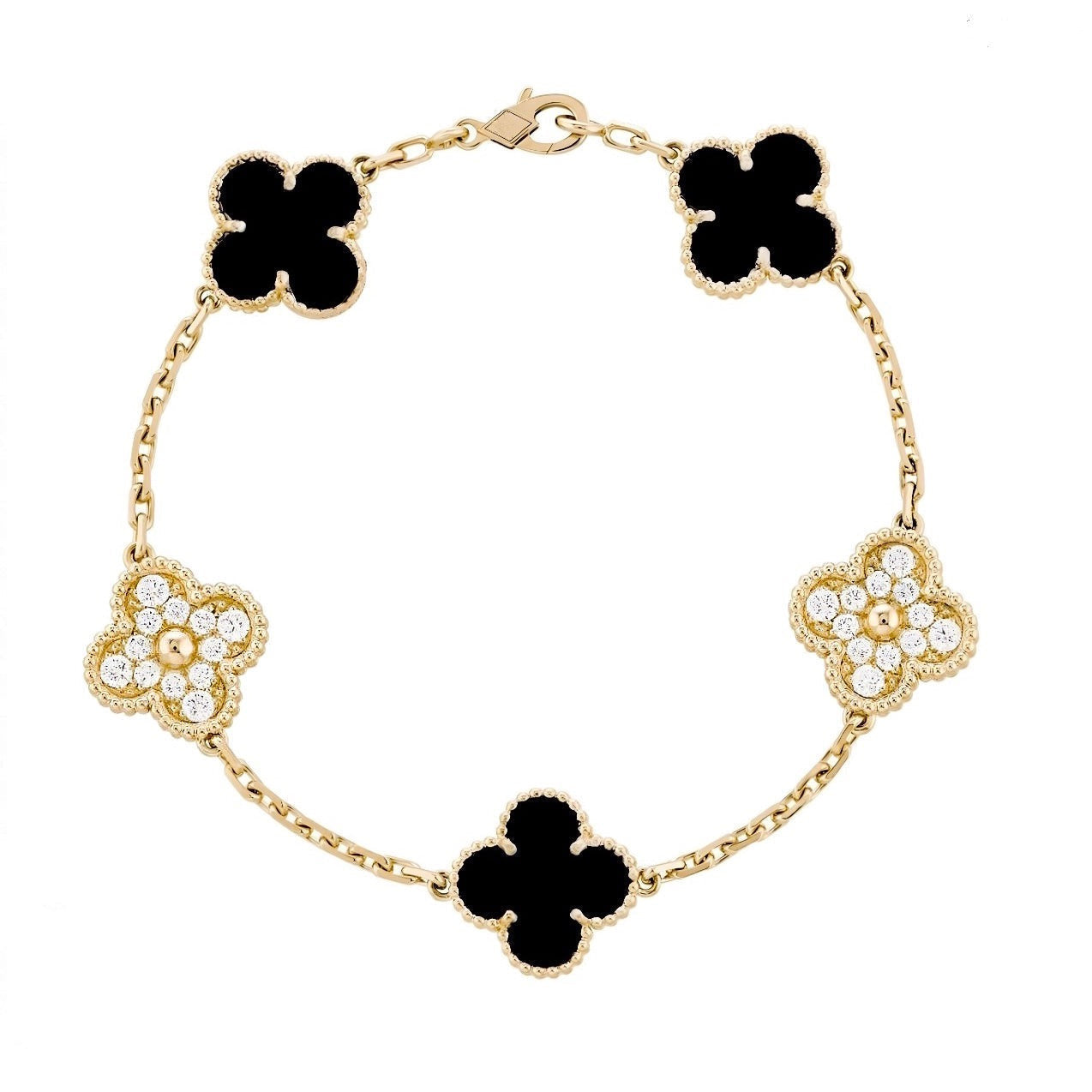 Golden Black | Clover Diamant Armbånd