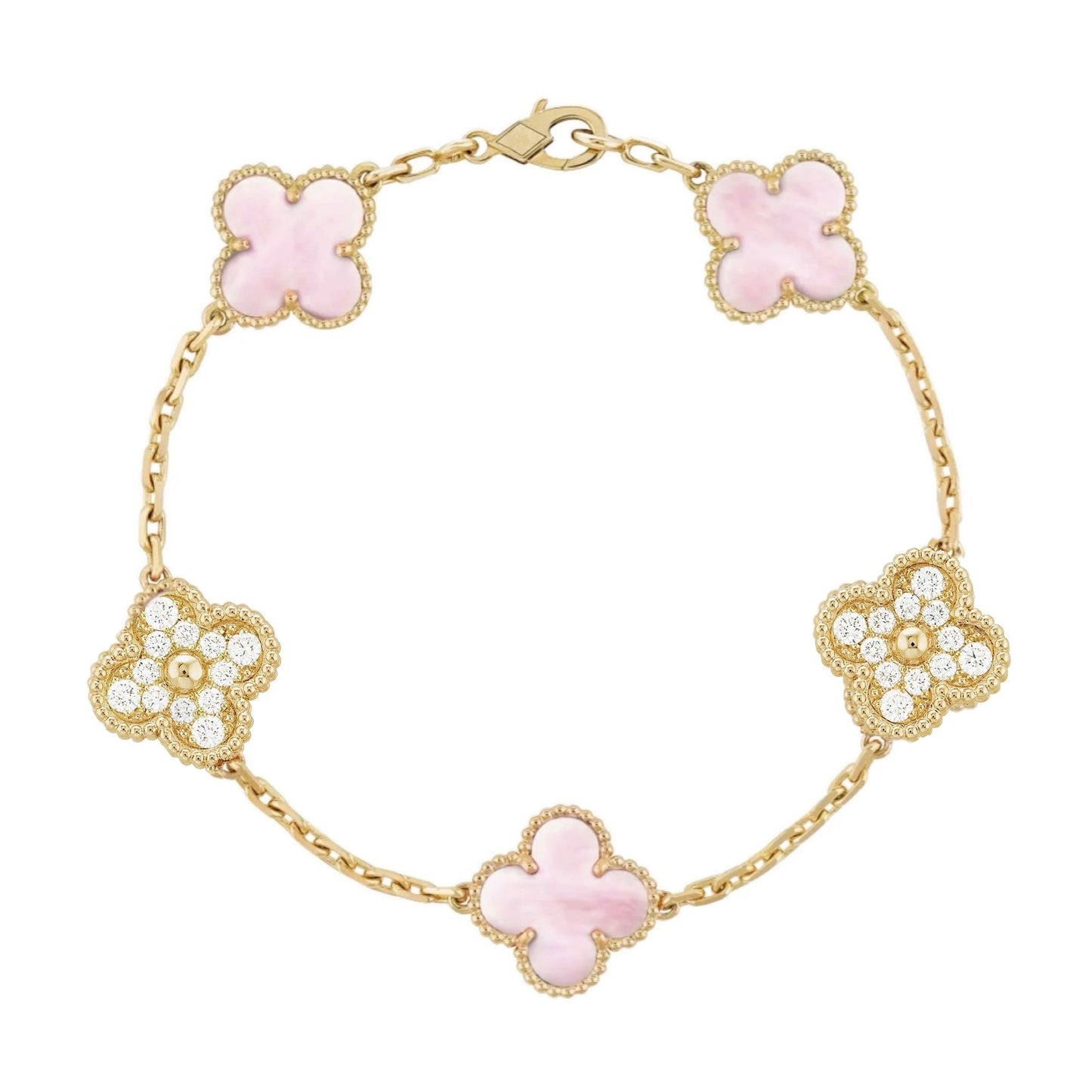 Golden Pink | Kløver Diamant Armbånd