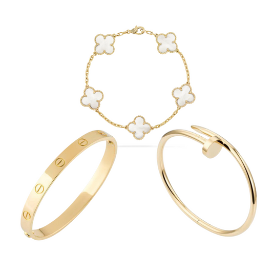 Golden White | Stapelbare Armbånd sæt