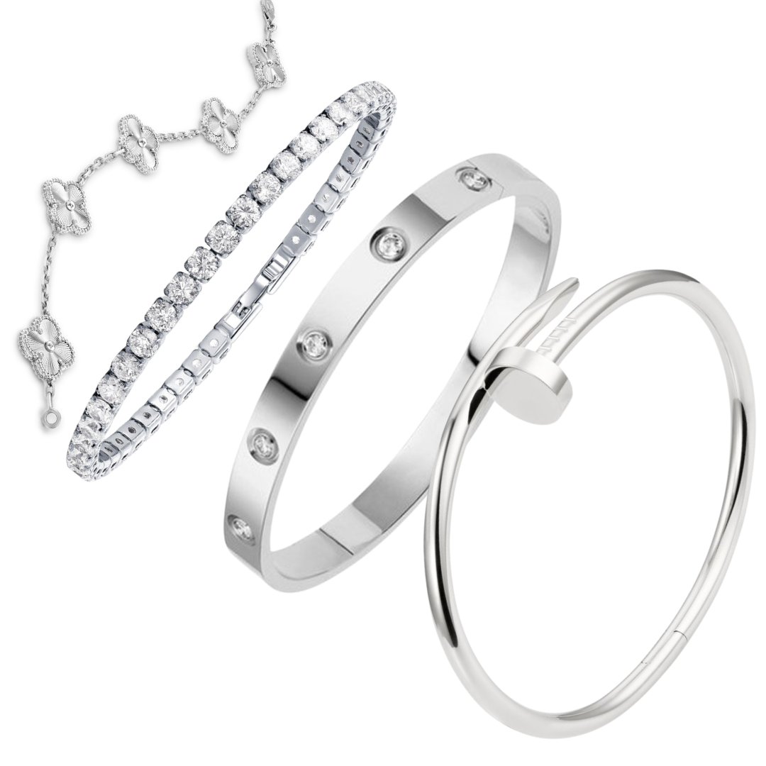 Silver Luxe | Stapelbare Armbånd sæt