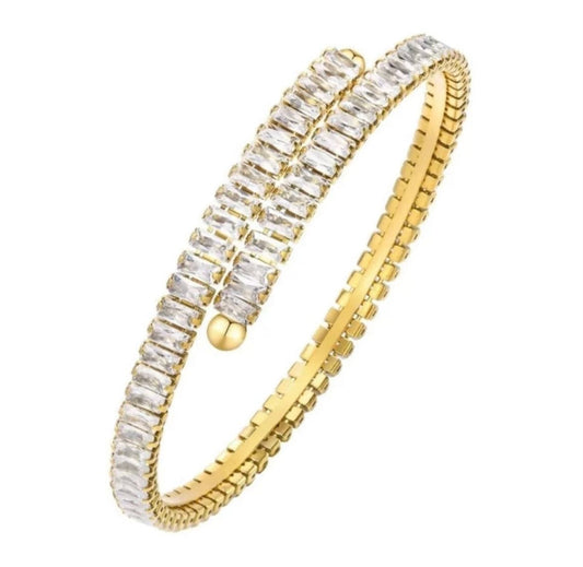 Diamant Manchet Armring Guld