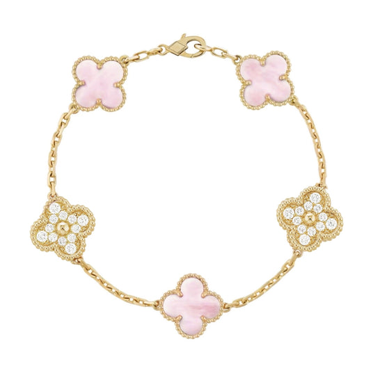 Golden Pink | Kløver Diamant Armbånd
