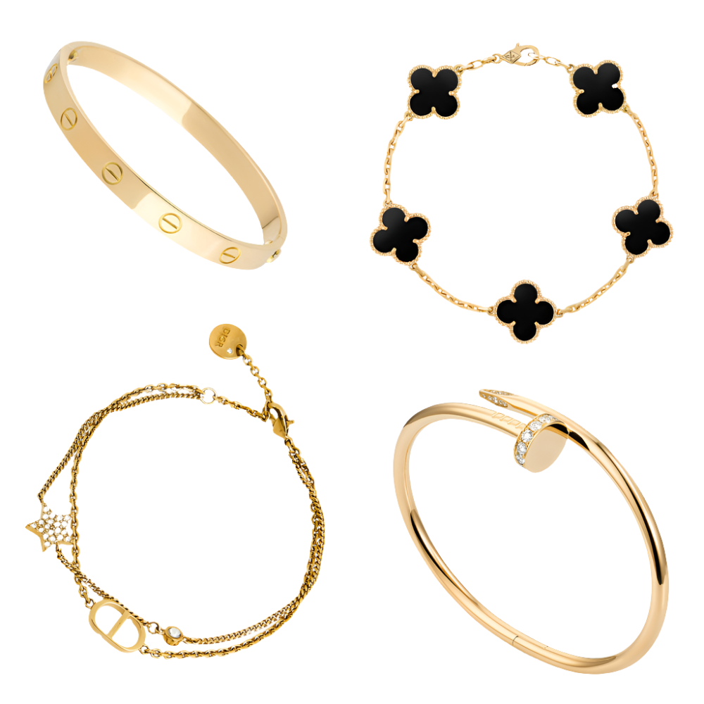Golden Black Luxe | Stapelbare Armbånd Sæt