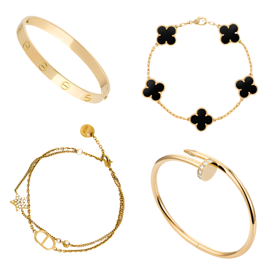 Golden Black Luxe | Stapelbare Armbånd Sæt